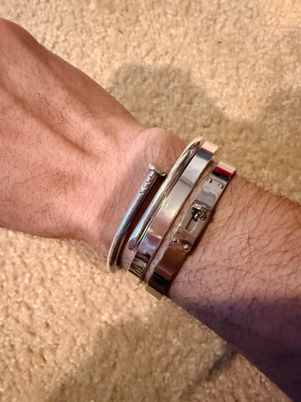 Previously Loved Silvertone Turnlock Bracelet + Plain Cuff Bracelet